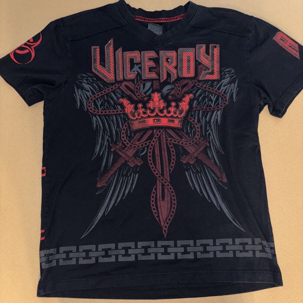 Y2K Raw blue Viceroy Biohazard T-shirt 24x31